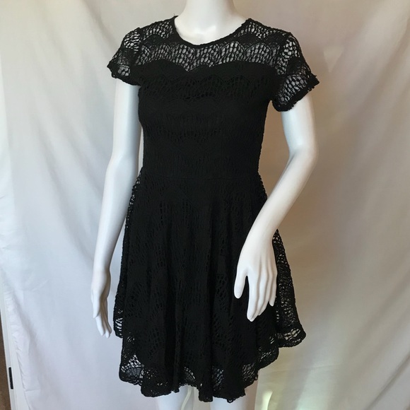 french kiss Dresses & Skirts - Black Lacy Semi-sheer midi dress